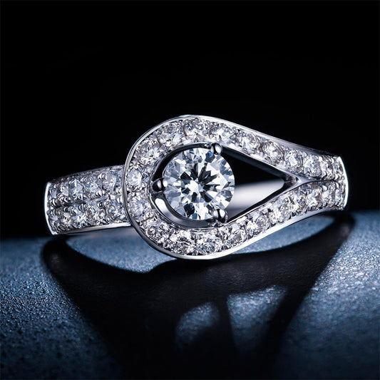 Temperament High End Atmosphere Korean Fashion Group Set   Diamond Zircon Marriage Simulation Diamond Ring Opening Adjustable Ring Female