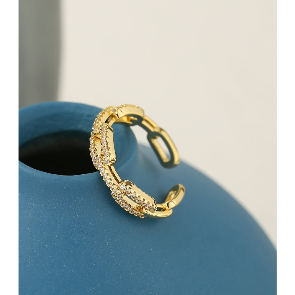Zircon Chains Encrusted Gold Ladies' Rings