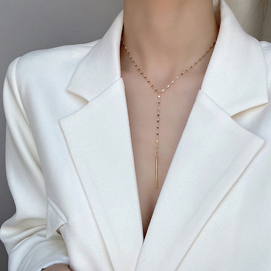 South Korea Dongda Necklace Y-shaped necklace ladies net red temperamental clavicle chain Press INS simple cold