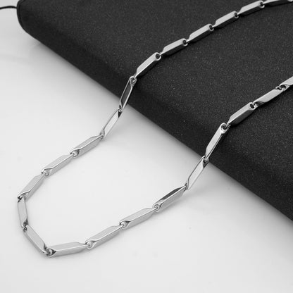 Stainless steel necklace and titanium strip-chain 3MM thick rhombus handmade four-party chain wholesale 50cm long European or American accessories