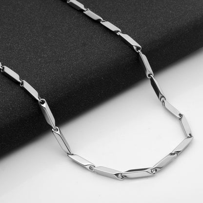 Stainless steel necklace and titanium strip-chain 3MM thick rhombus handmade four-party chain wholesale 50cm long European or American accessories