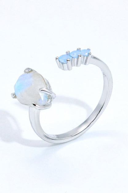 18K Rose Gold-Plated Moonstone Open Ring
