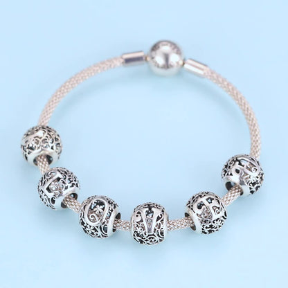 Aifule sterling silver fashion hollow letter Y pattern s925 beaded diy beads bracelet jewelry Mori letters