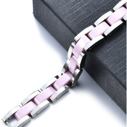Stainless Steel Ceramic Magnet Negative Ion Energy Jewelry Bracelet