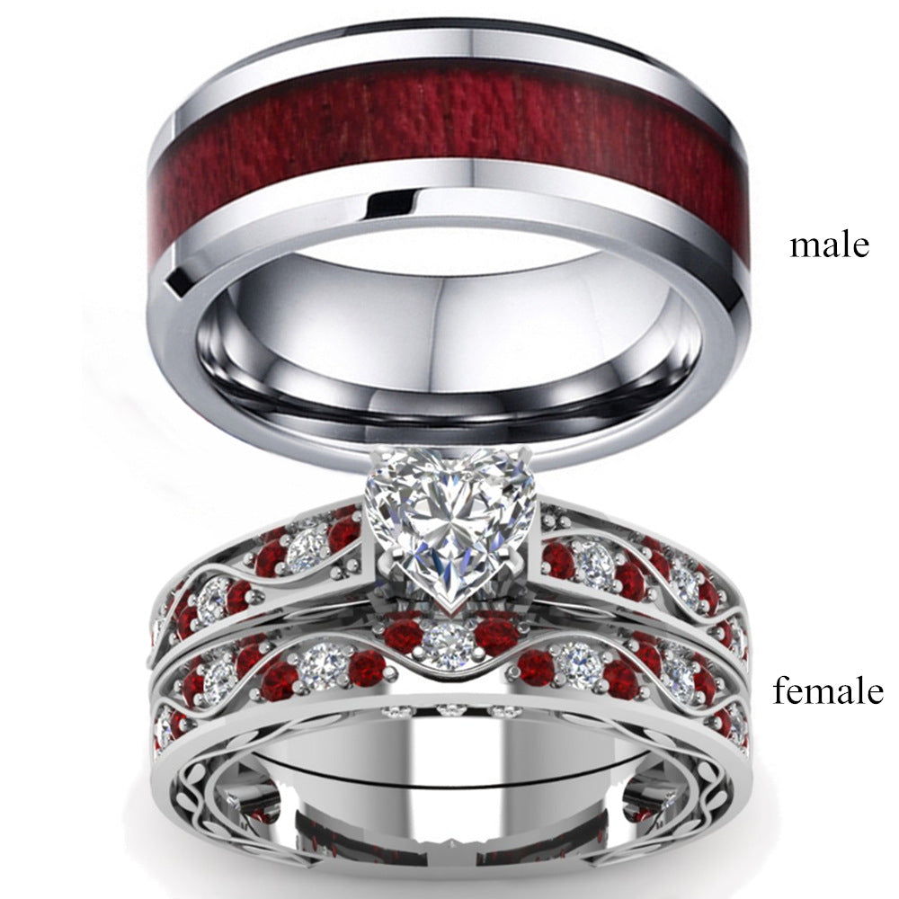Zircon Women's Rings European And American Fashion Men's And Women's Combination Couple Rings