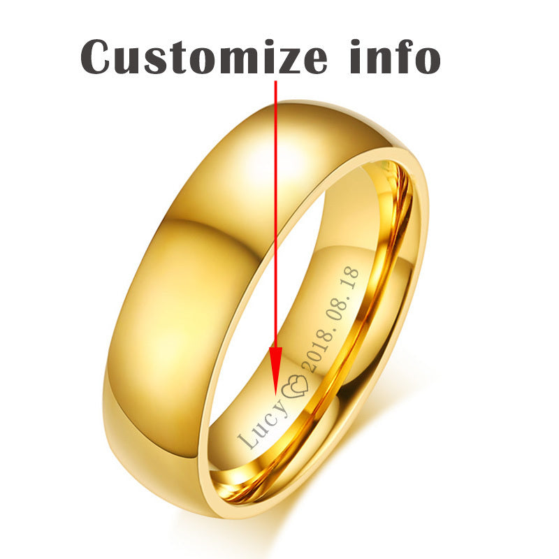 Golden stainless steel couple rings