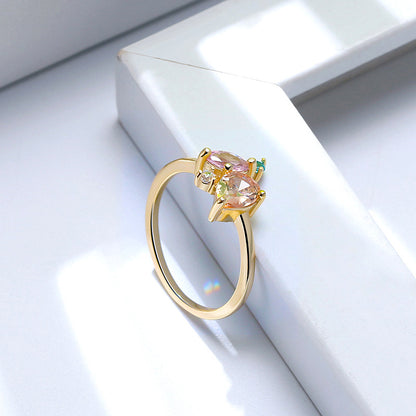 14K Gold Diamond Colored Zircon Ring