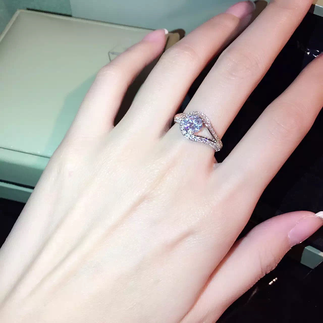 Temperament High End Atmosphere Korean Fashion Group Set   Diamond Zircon Marriage Simulation Diamond Ring Opening Adjustable Ring Female