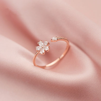 Five-petal Flower Korean Style Silver Ring