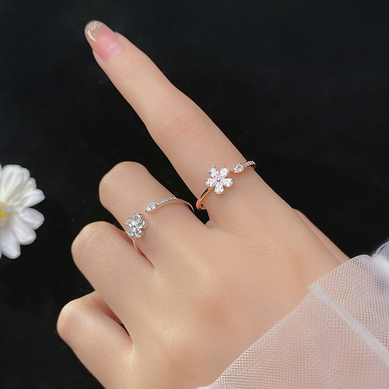 Five-petal Flower Korean Style Silver Ring