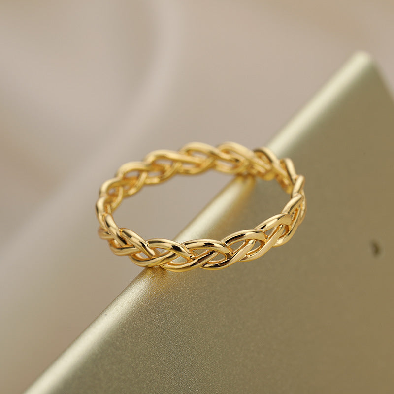 Twist Hollow Simple Rings For Women Girl Gold Color Stainless Steel Fashion Jewelry