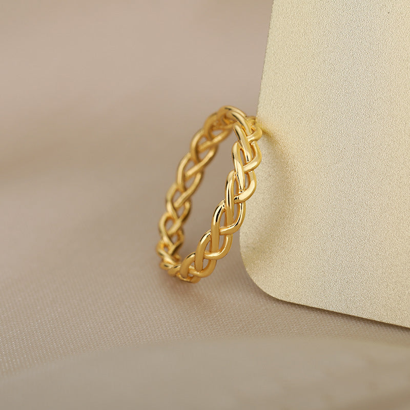 Twist Hollow Simple Rings For Women Girl Gold Color Stainless Steel Fashion Jewelry