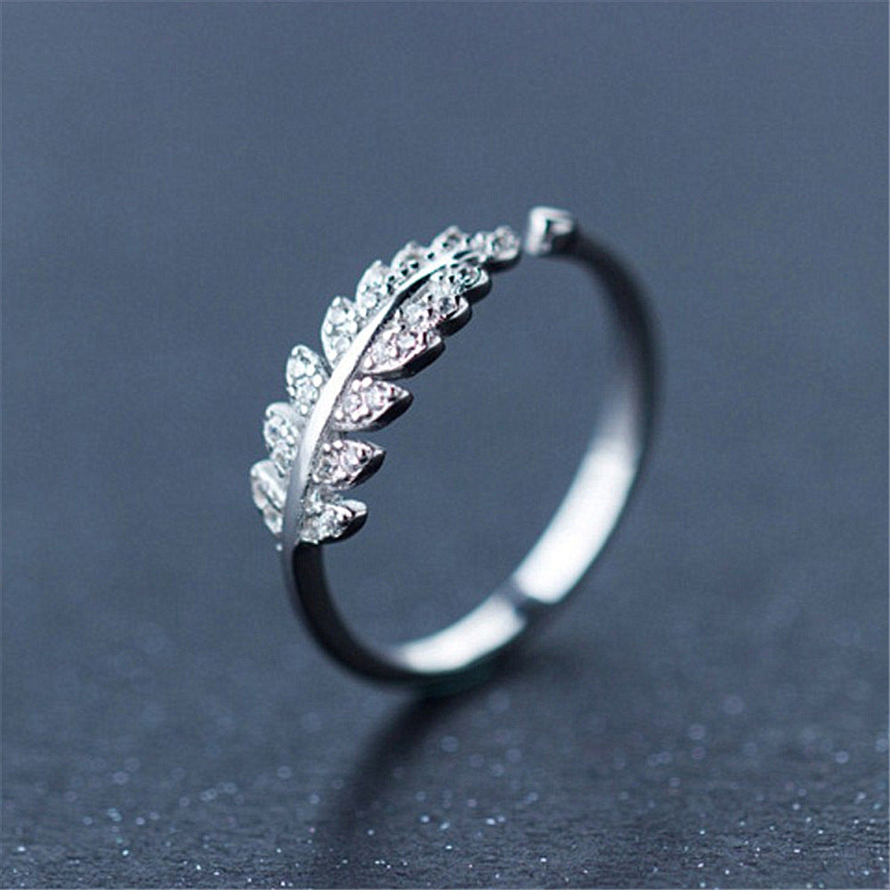 Small Fresh And Sweet Leaf Ring Ring Ring Tail Ring