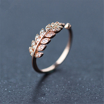 Small Fresh And Sweet Leaf Ring Ring Ring Tail Ring