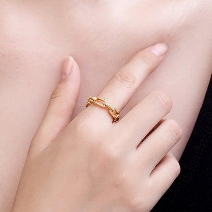 Zircon Chains Encrusted Gold Ladies' Rings