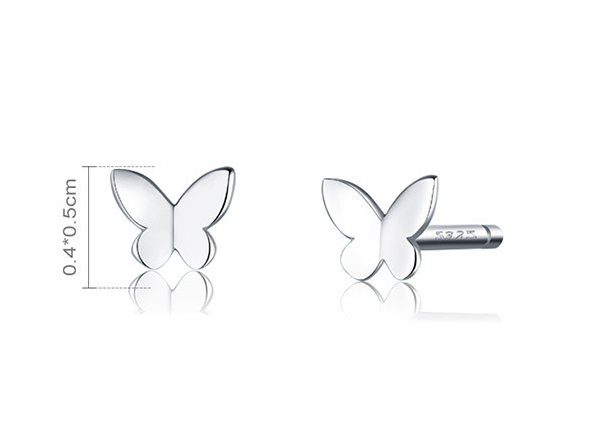 Simple Butterfly Sterling Silver Stud Earrings