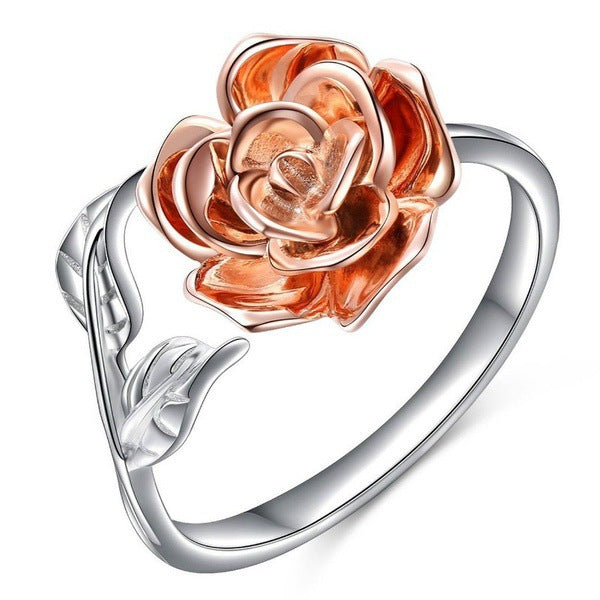 Rose gold-plated rosette ring