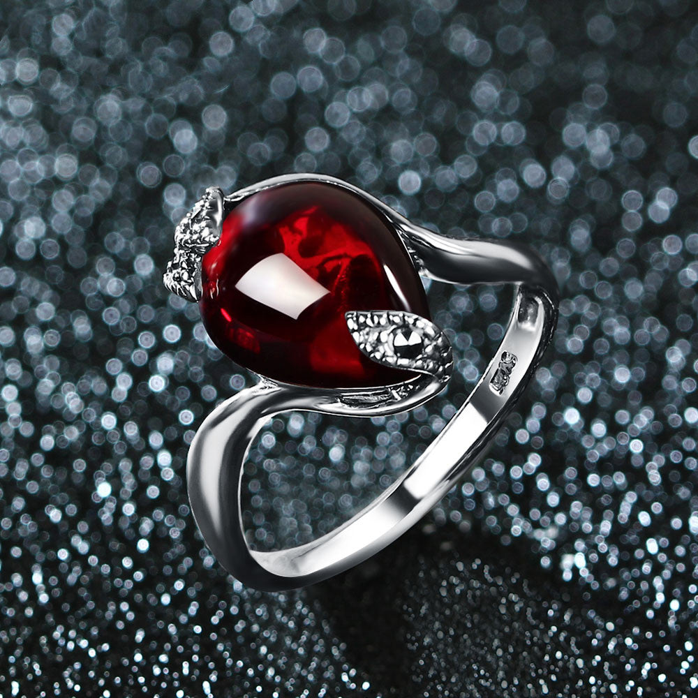 Woman silver ruby ring