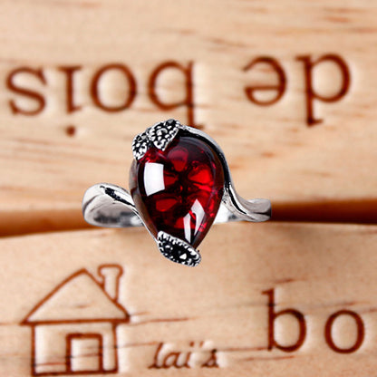 Woman silver ruby ring
