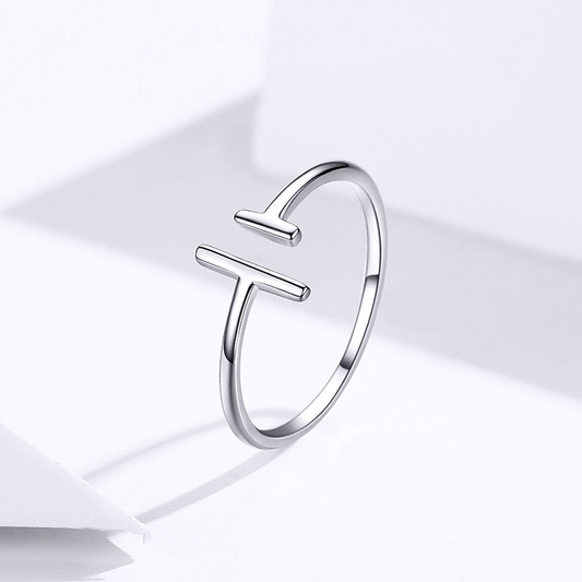 Parallel line ring S925 white gold plated ring