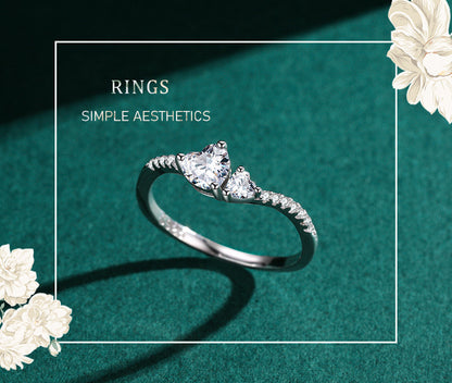 S925 Silver Light Luxury Diamond Love Ring