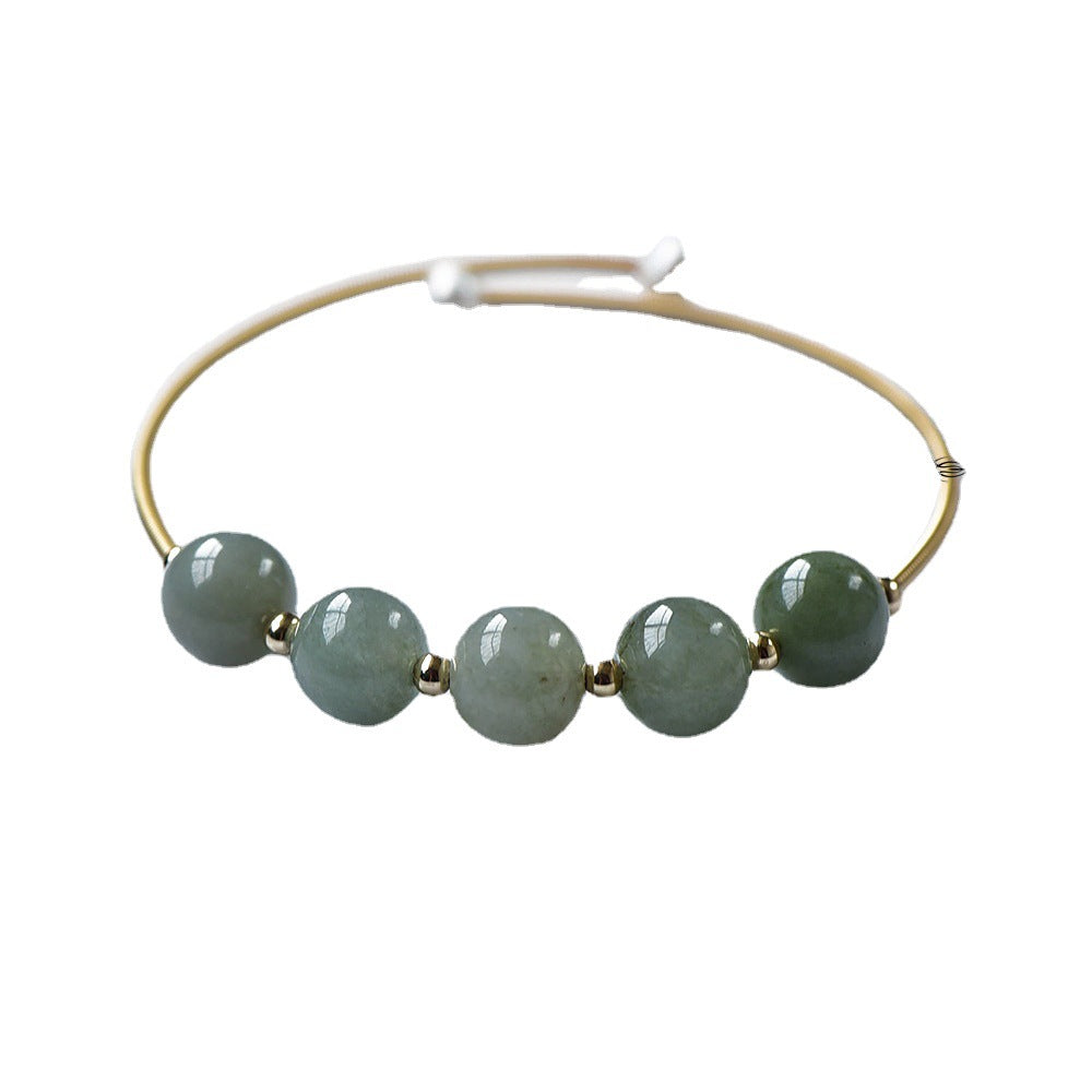 Natural Jadeite Ice Seed Oil Green Bracelet Women