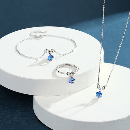 Sterling Silver Austrian Crystal Gem Gift Necklace Female Pendant