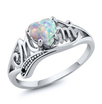 Heart shaped opal mother ring
