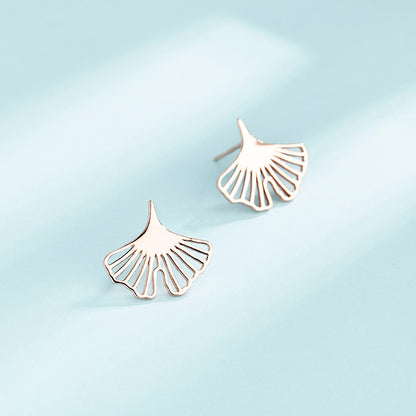 Ginkgo Biloba Simple Glossy Fan-shaped Earrings