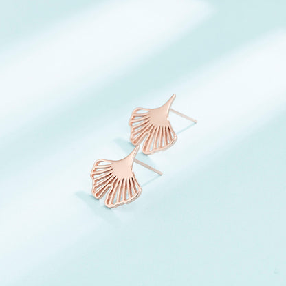 Ginkgo Biloba Simple Glossy Fan-shaped Earrings