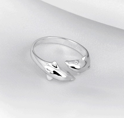 Ring in 925 sterling silver tail ring female ring dolphin ring