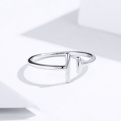 Parallel line ring S925 white gold plated ring