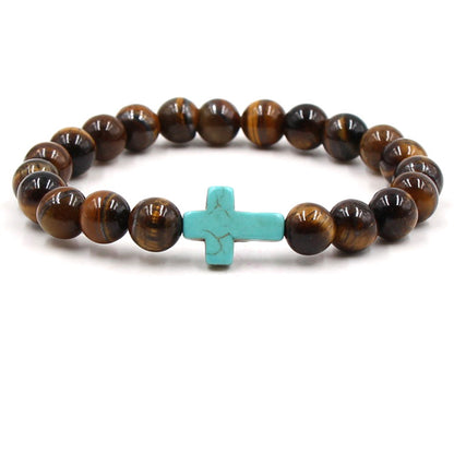 Nine-color Turquoise Cross Tigereye Bracelet Buddha Beads Bracelet