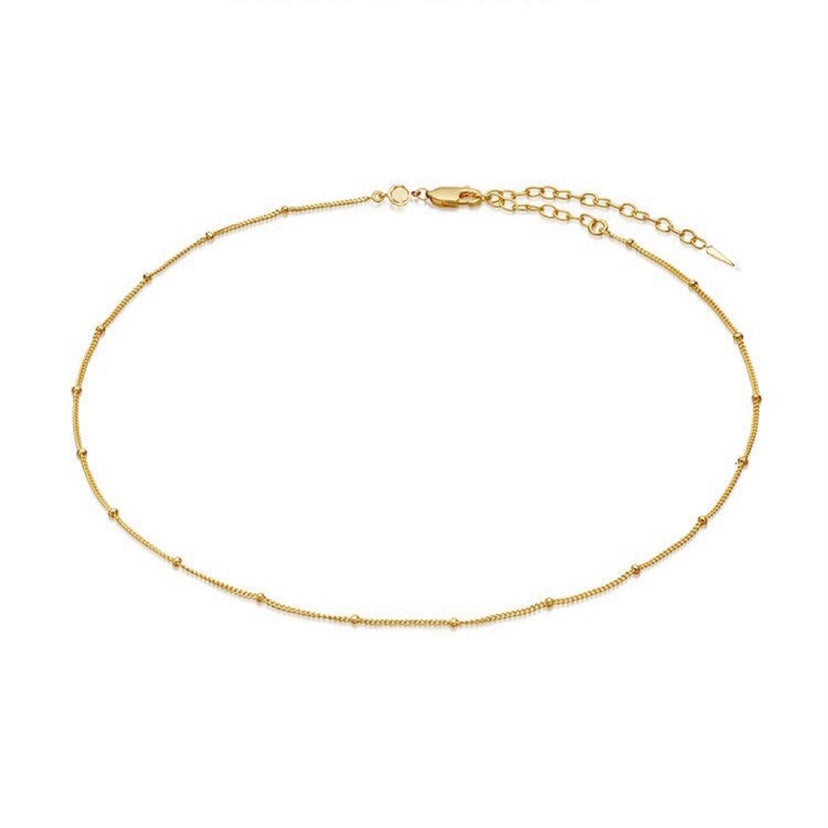 Gold Beaded Simple Fashion Vintage Necklace Sterling Silver Plating