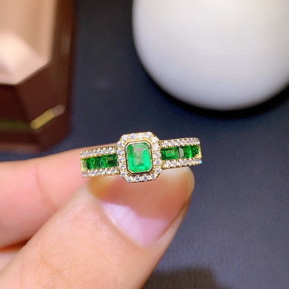 Natural Colombian Emerald Ring Female