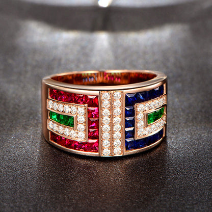 Ladies Colorful Zircon Ring Luxury Cocktail Party