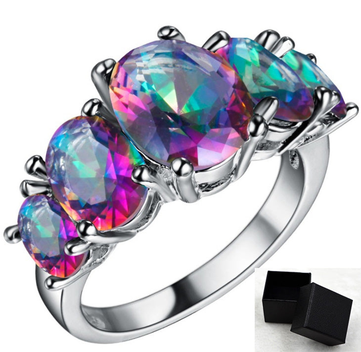 Cubic Zirconia Rings For Women Rose Crystal Ring Colorful Trendy Fashion Zinc Alloy Rings Jewelry Bijouterie