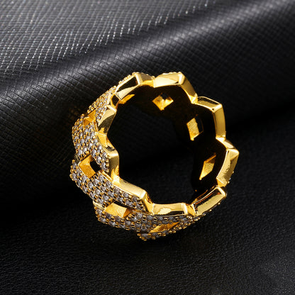 14K Gold Iced Out Prong Ring