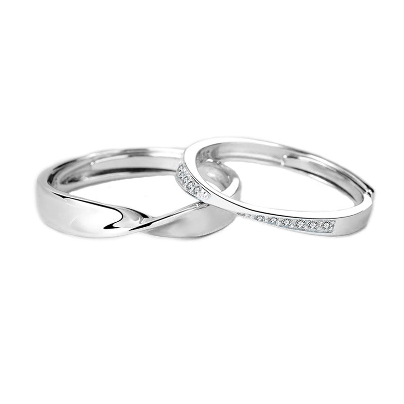 S925 Sterling Silver Couple Rings With Diamonds For Men And Women