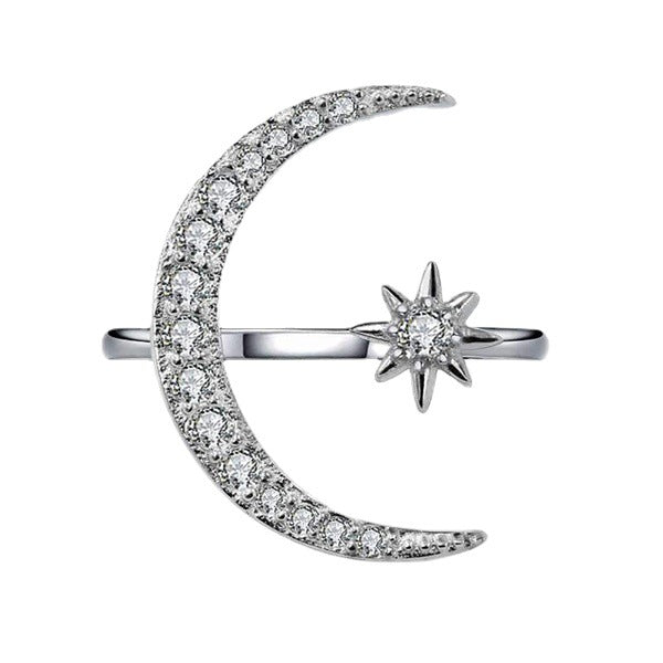 European and American fashion jewelry with zircon stars and moon rings