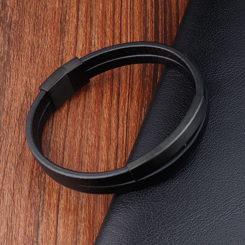 Accessories Simple And Creative Titanium Steel Men's Leather Bracelet