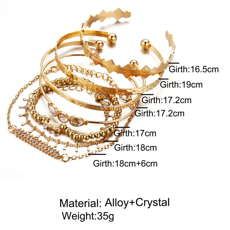 Creative Metallic Full Diamond Bracelet Suit 7-piece Set