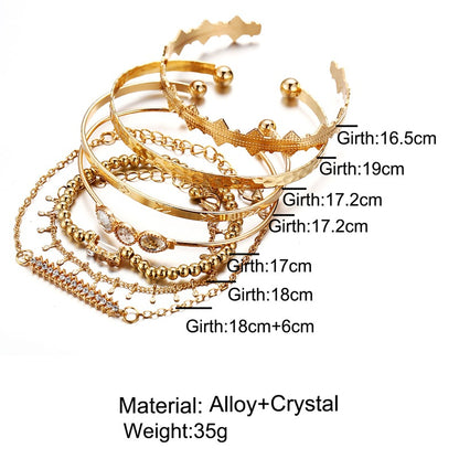 Creative Metallic Full Diamond Bracelet Suit 7-piece Set