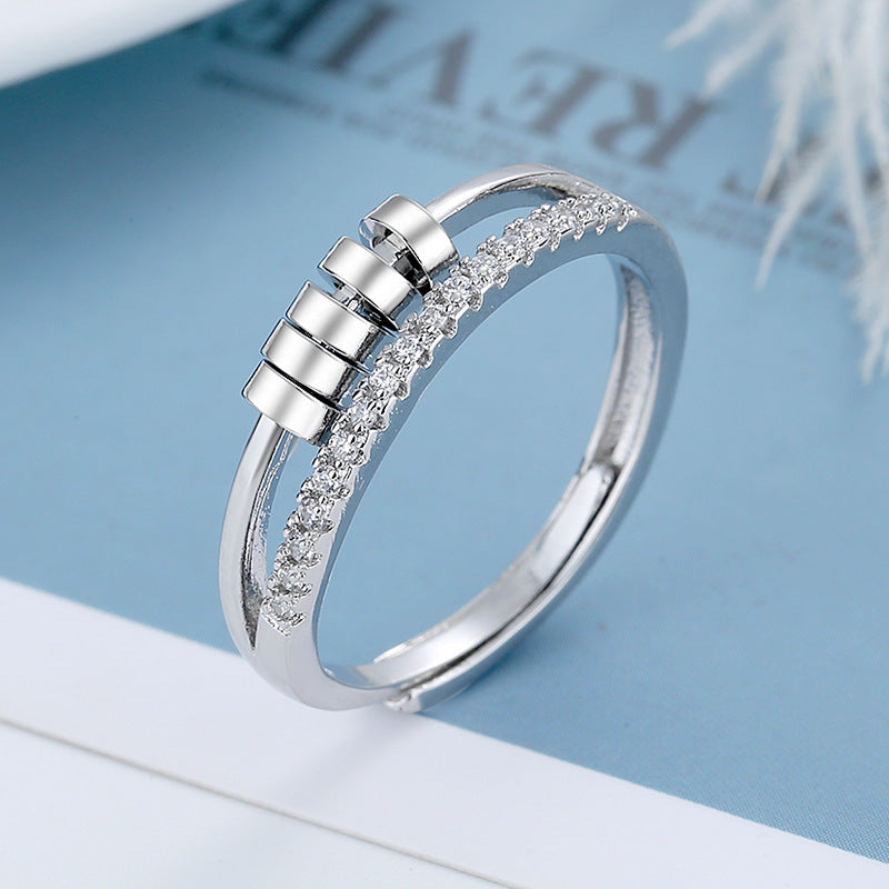 Five-ring Zircon Rotatable Ring Hipster