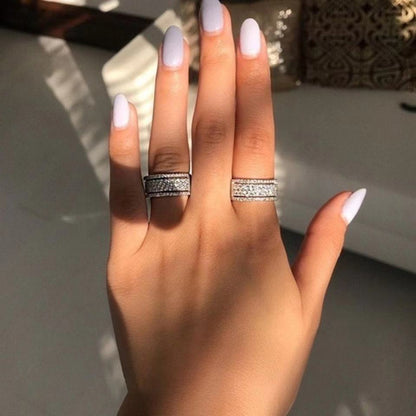 Premium Silver Color Ring Wide Love Rings For Women  Engagement Gifts