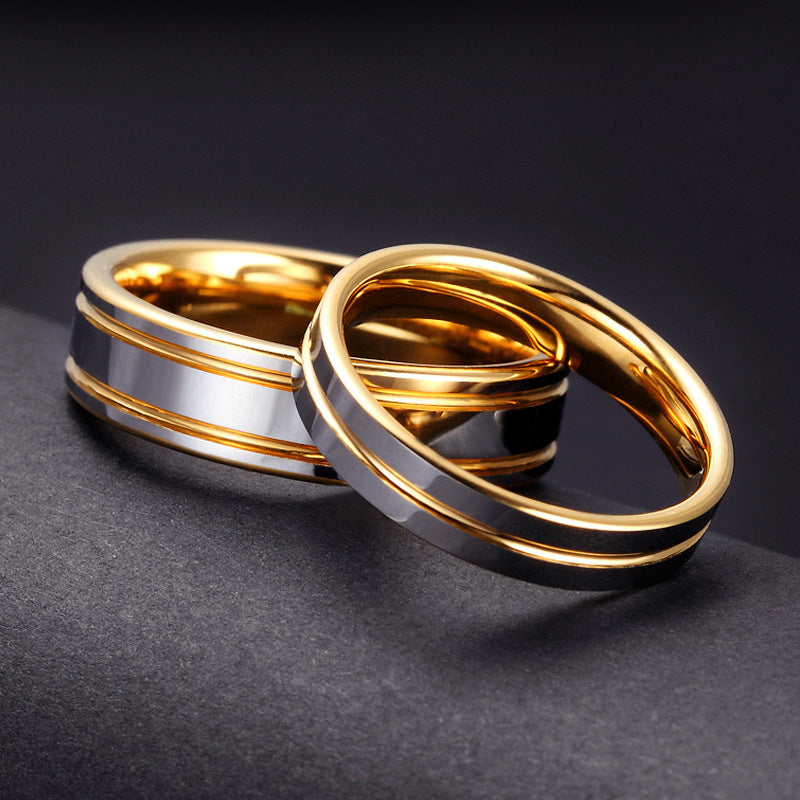 A Pair Of Tungsten Gold Rings For Men And Women For Marriage Proposal Gold Ring