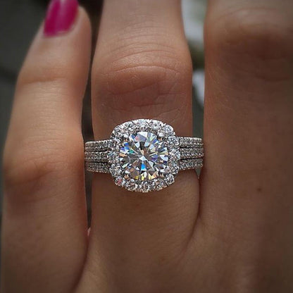 Fashion Full Diamond Zircon Copper Jewelry Wedding Rings