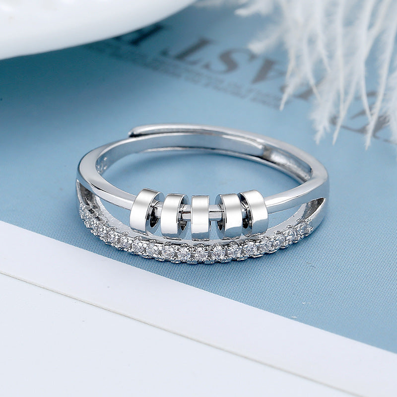 Five-ring Zircon Rotatable Ring Hipster