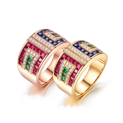 Ladies Colorful Zircon Ring Luxury Cocktail Party