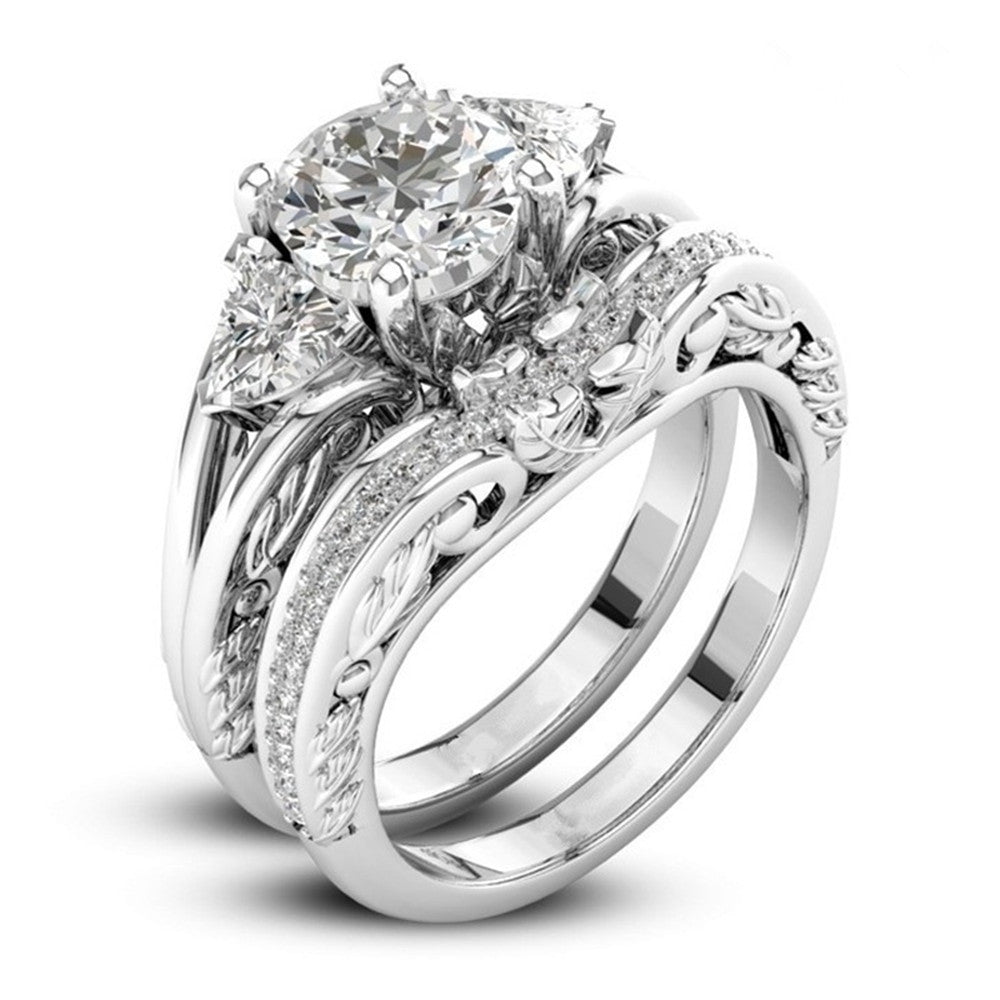 Women's Inlaid Zircon Couple Rings